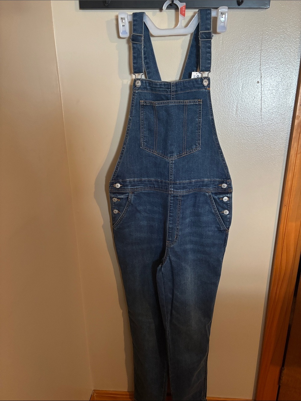 Old Navy Dark Blue Denim Overalls with Contrast Stitching